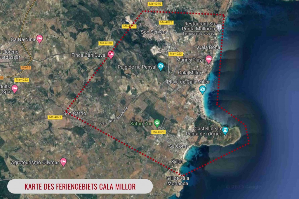 Karte des Feriengebiets Cala Millor