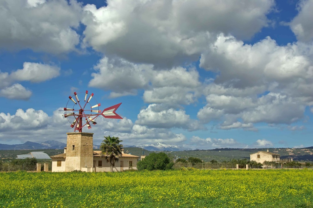 Traditionelle Finca mit Windmühle auf Mallorca