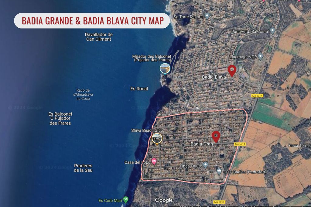 Stadtplan Badia Grande und Badia Blava