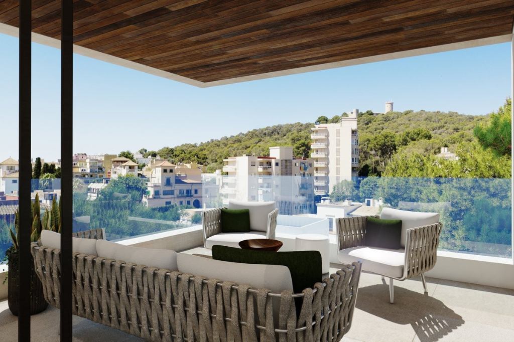 Blick von der Terrasse eines Apartments in Bellver Oaks, Palma
