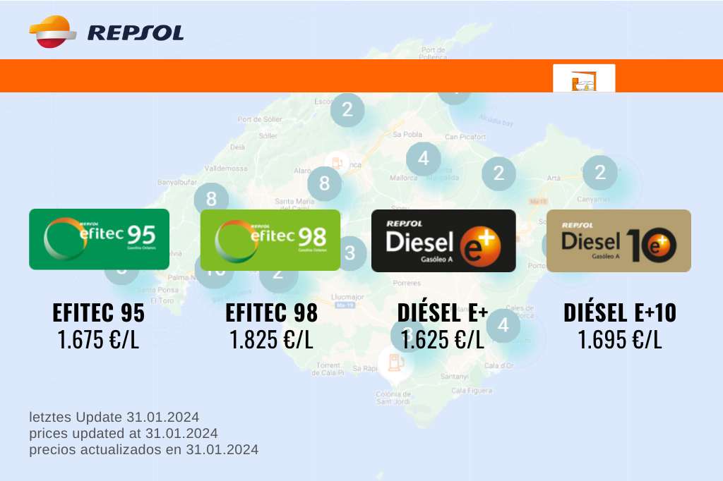 Kraftstoffpreise auf Mallorca im Jahr 2024