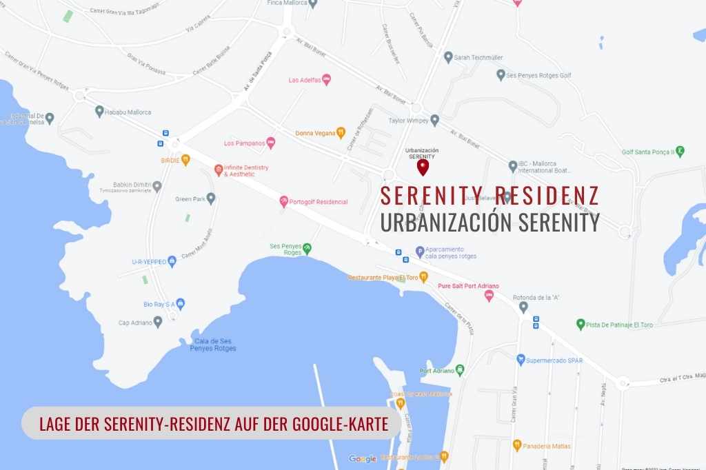 Lage der Serenity-Residenz auf der Google-Karte