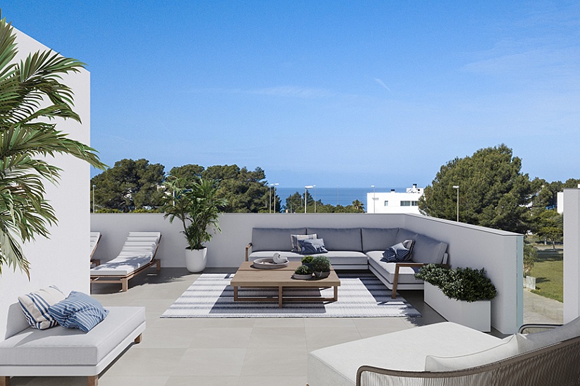 Brandneue moderne Villa mit Garten und Pool und Meerblick in Puig de Ros