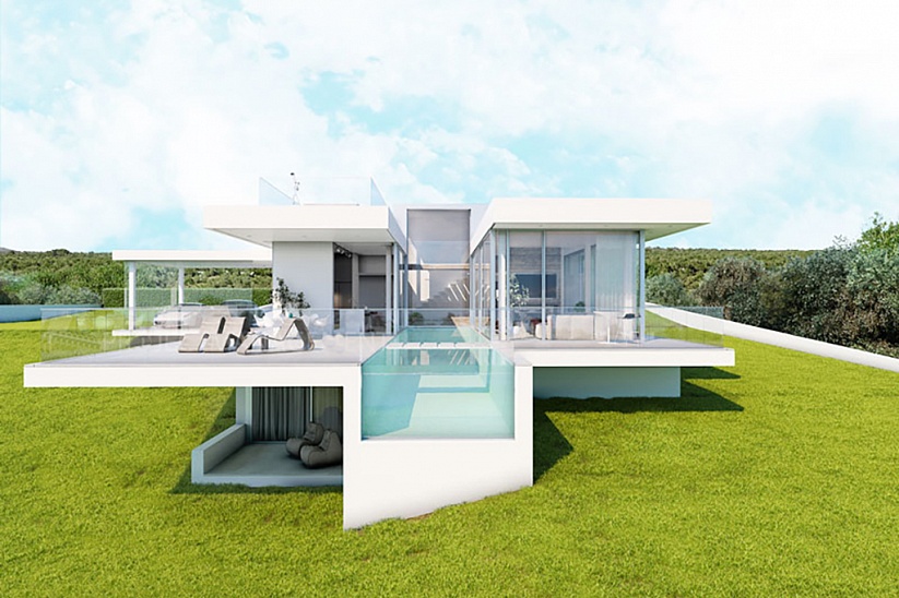 Projekt für den Bau einer modernen Villa mit Pool und Garten in Son Gual neben Palma