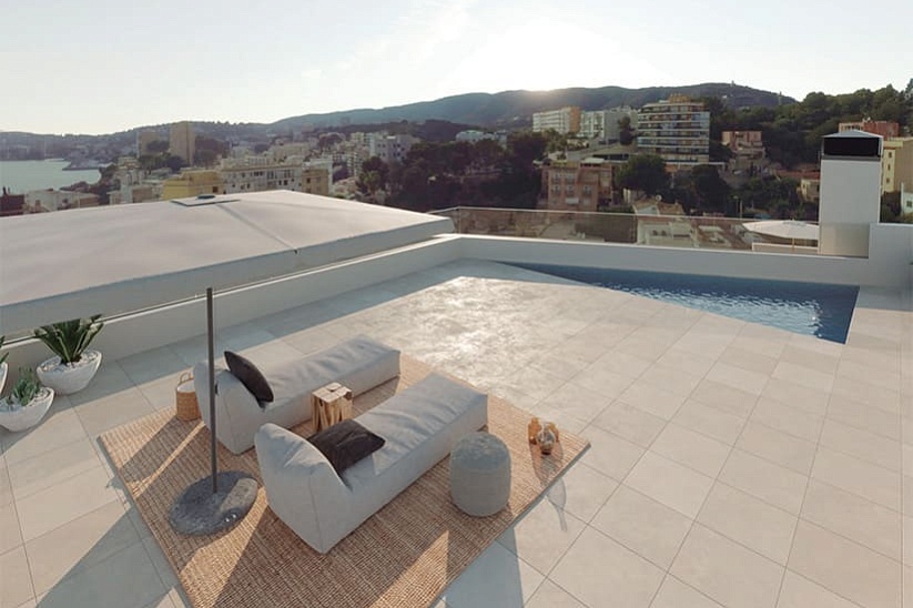 Neues Penthouse mit privatem Pool im Bau in einer modernen Residenz in Cala Mayor