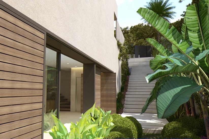 Neue moderne Villa mit seitlichem Meerblick in Costa den Blanes