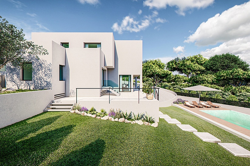 Neue Villa im modernen Stil im Bau in Cala Vines