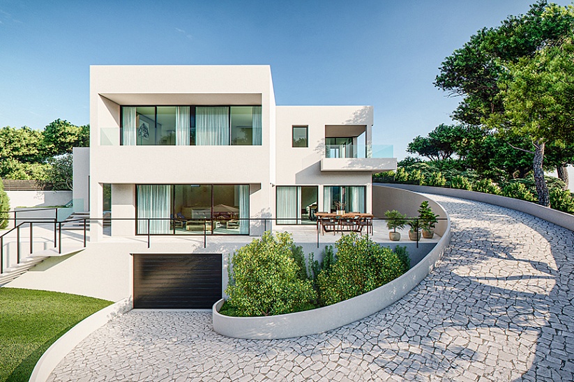 Neue Villa im modernen Stil im Bau in Cala Vines