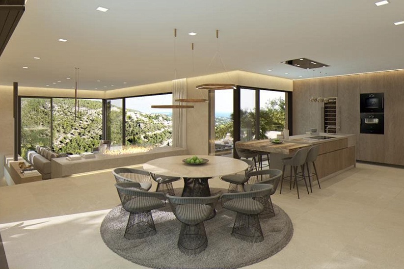 Neue moderne Villa mit seitlichem Meerblick in Costa den Blanes